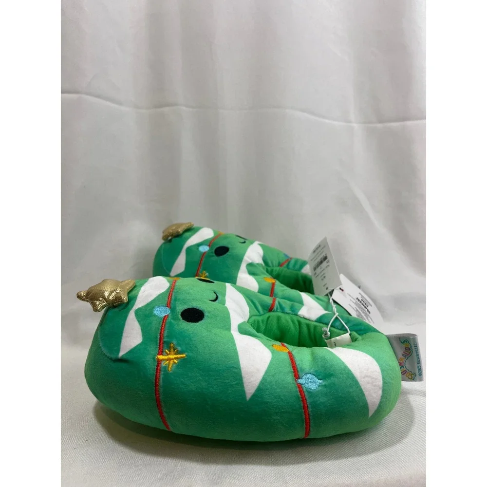 Squishmallows‎ Christmas Tree Plush Slippers Green Holiday Kids Size 4/5 NEW